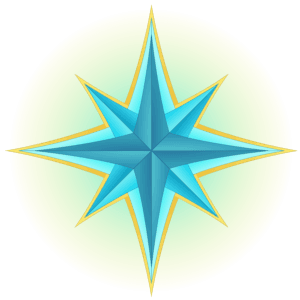 Teal blue and gold star-shaped logo for the RIverly's Realms website