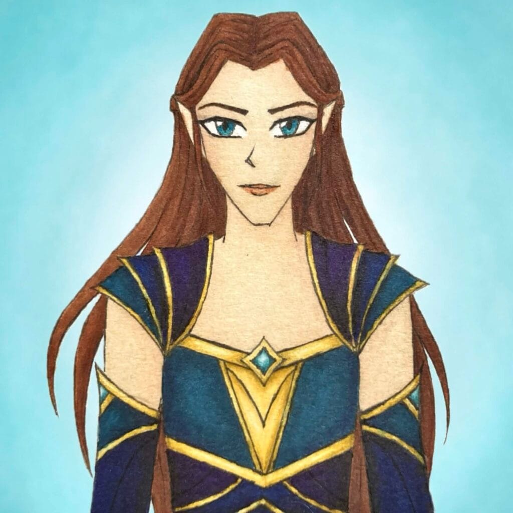 Fantasy style marker drawing self-portrait of Riverly Twardy, used as a profile picture and author photo.